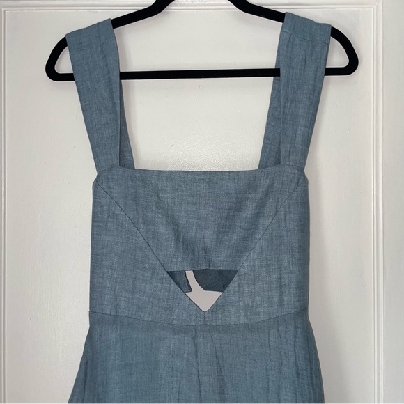 NWT Rumer (Anthropologie) 100% Linen Mia Maxi Dress Liberty Blue/Green Sm ($349) - Picture 8 of 13